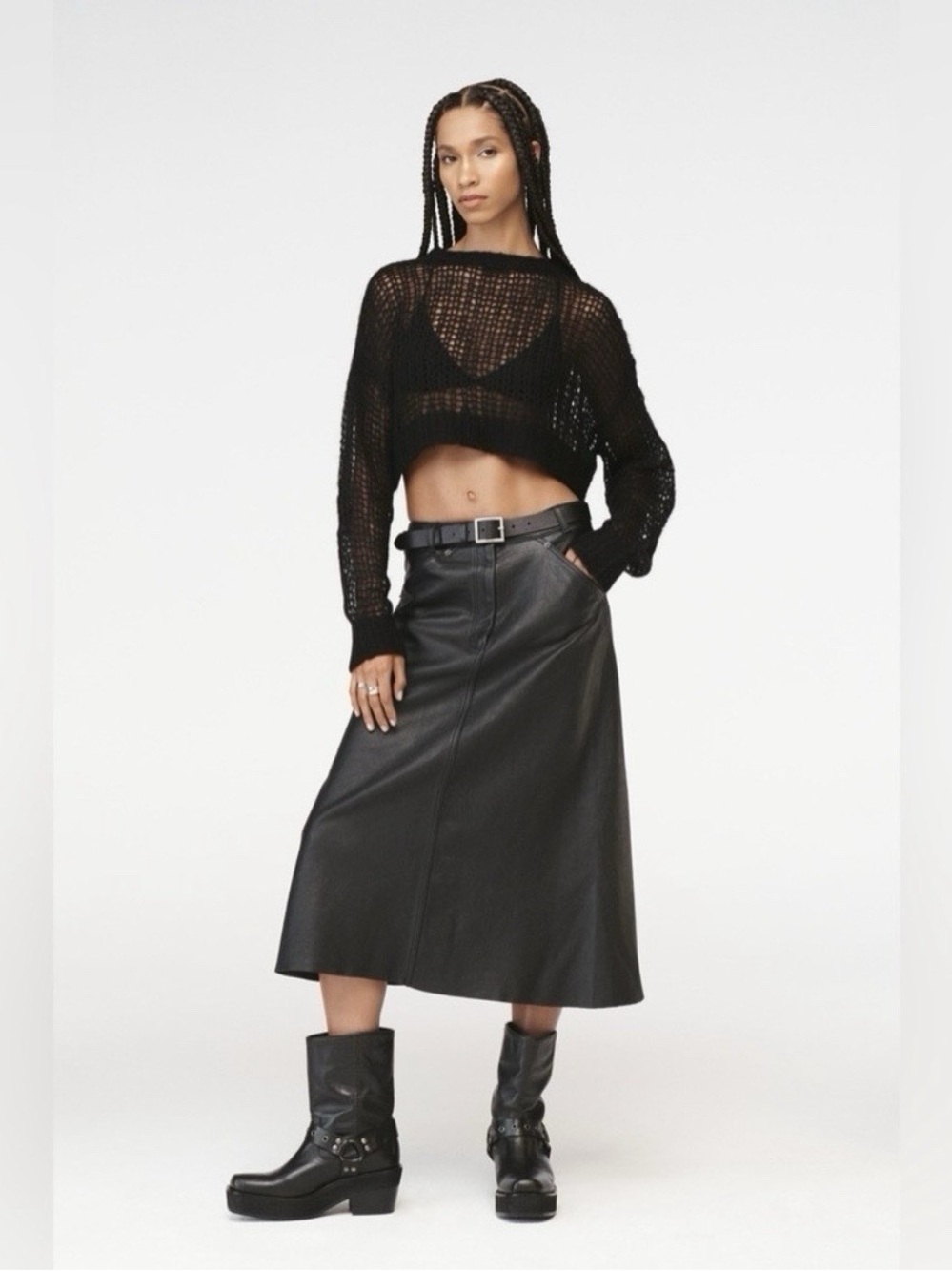 Zara x Steven Meisel leather skirt